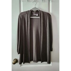 Travelers By Chico's Womens Slinky Knit Open‎ Front Cardigan Long Sleeve Brown S